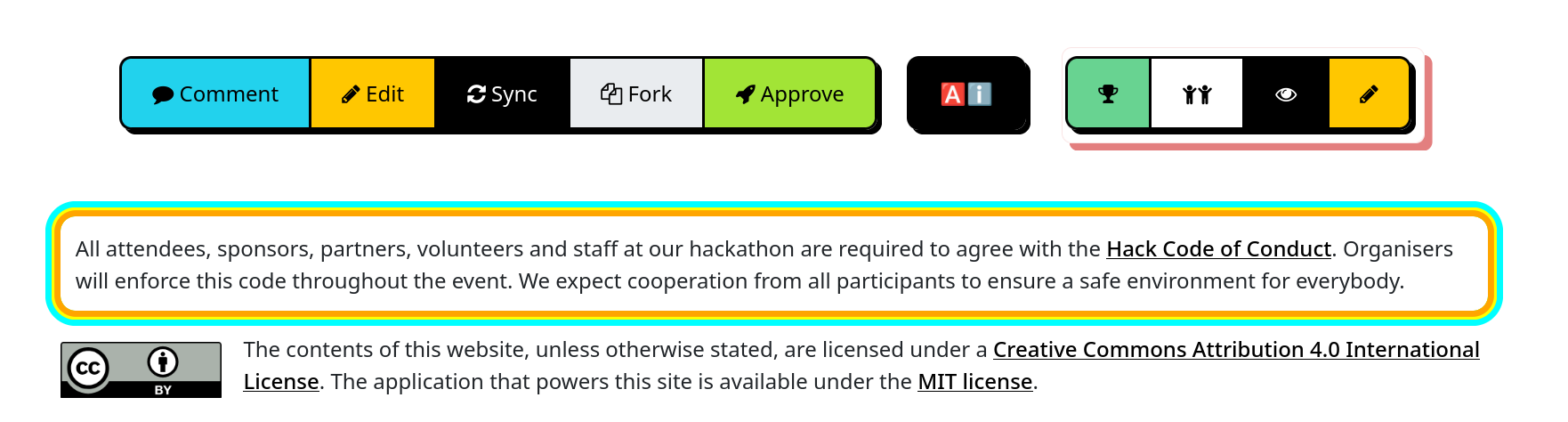 Admin tools on project page